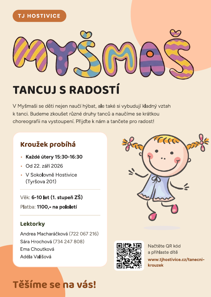Nový taneční kroužek MYŠMAŠ nabírá děti